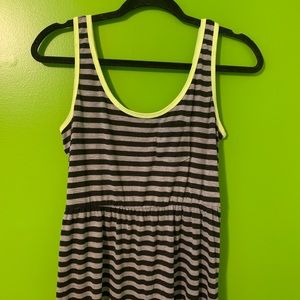Black, gray, and lime green dress